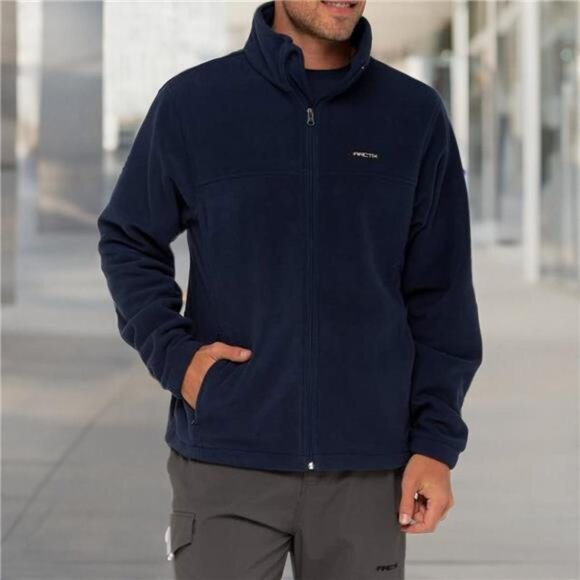 Mens fleece jacket lightweight zip up soft warm winter coat outdoor hiking layer - Picture 3 of 4